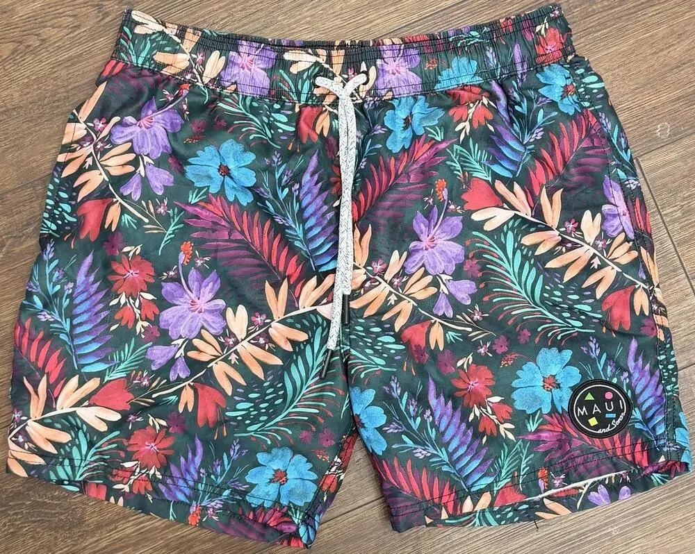 Maui And Sons Swim Trunks Men's Small Floral Board Shorts Bathing Suit Men